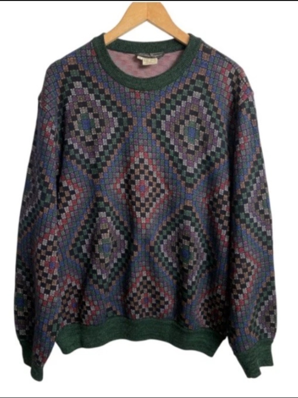 Vintage Salvatore Ferragamo Geometric  Crewneck Sweater  Size M Made in Italy